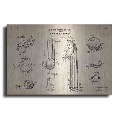 Luxe Metal Art 'Ice Cream Scoop Blueprint Patent Parchment' Metal Wall Art