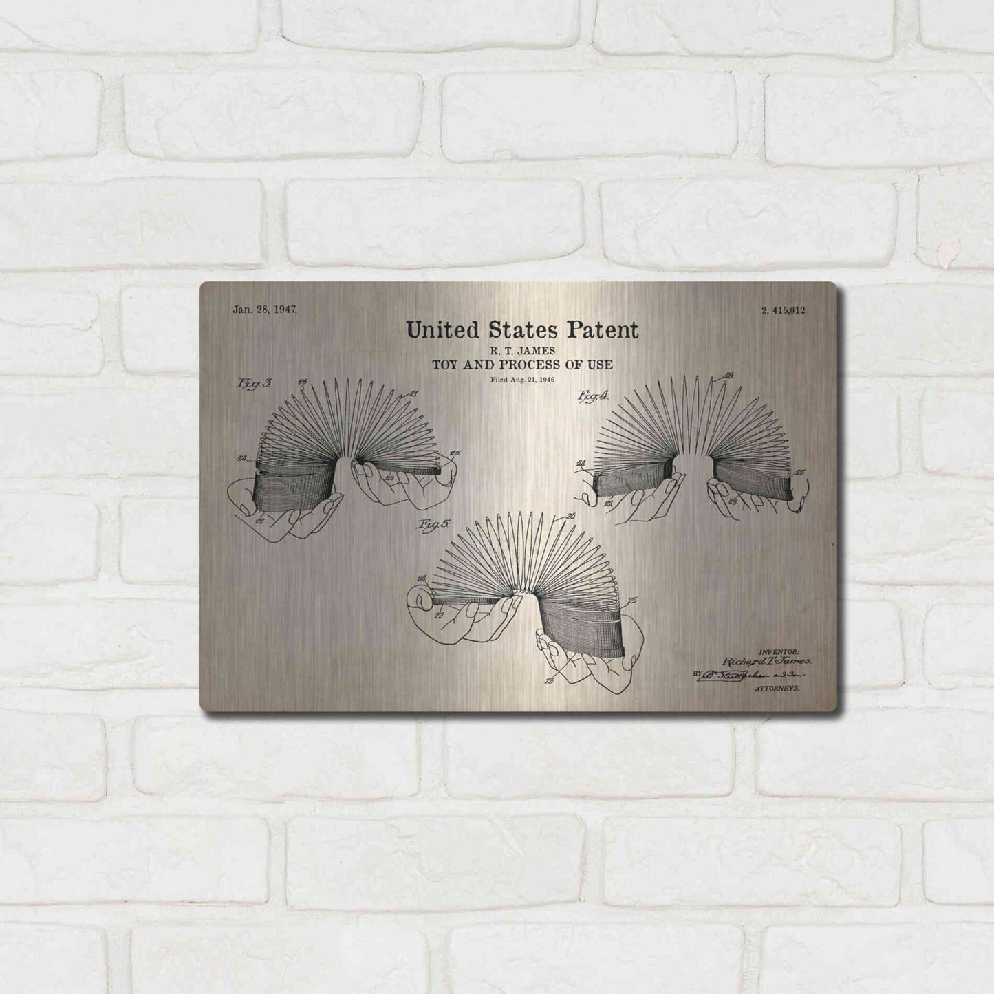 Luxe Metal Art 'Toy and Process of Use Blueprint Patent Parchment' Metal Wall Art,16x12