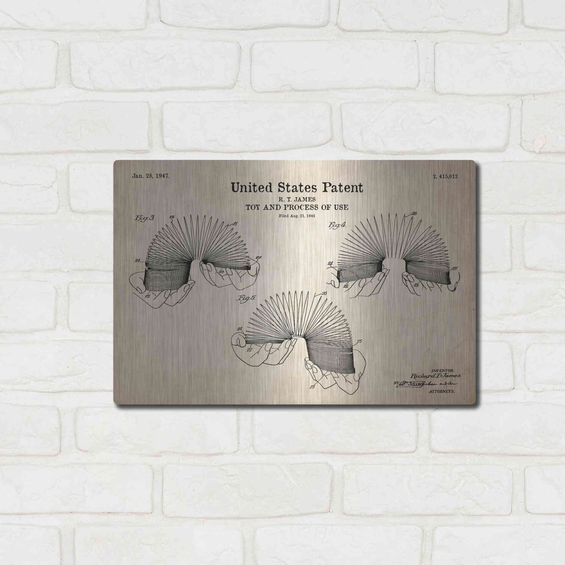 Luxe Metal Art 'Toy and Process of Use Blueprint Patent Parchment' Metal Wall Art,16x12