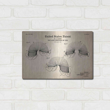 Luxe Metal Art 'Toy and Process of Use Blueprint Patent Parchment' Metal Wall Art,16x12