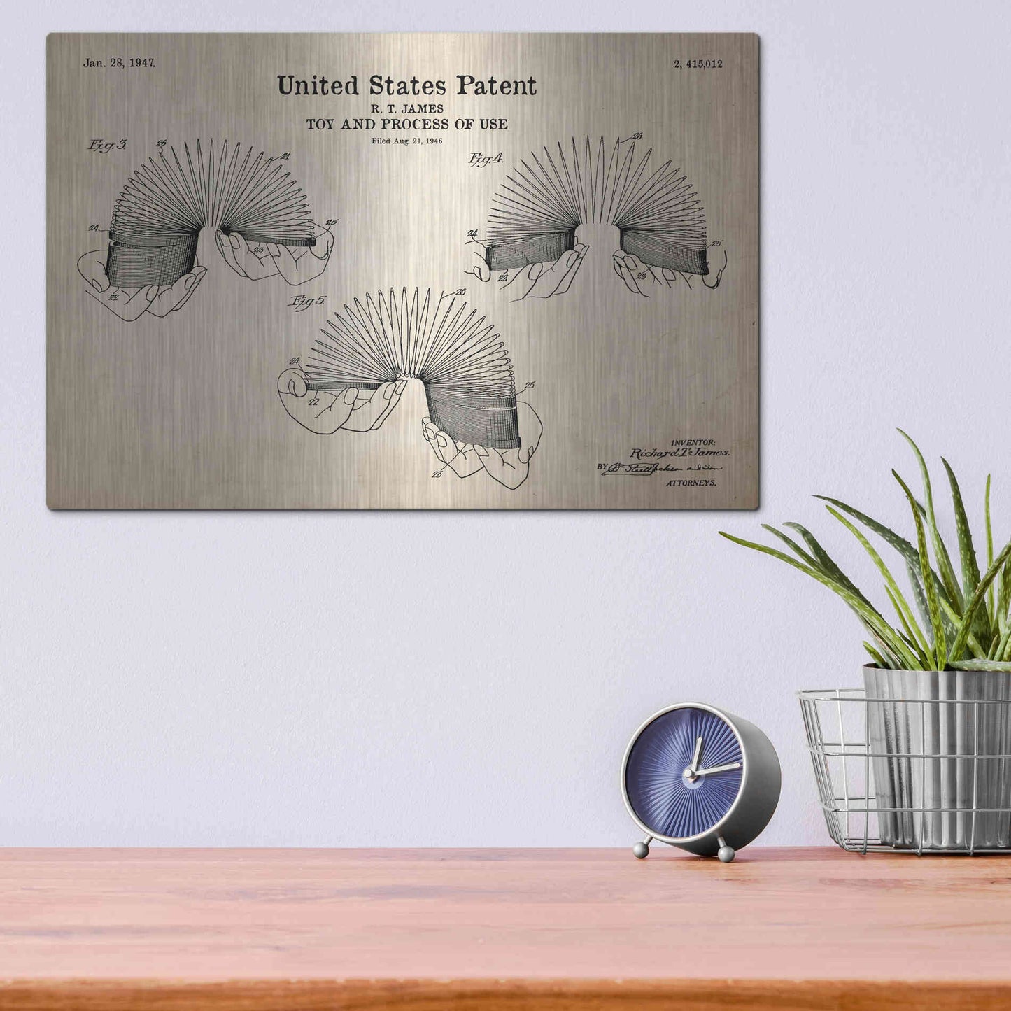 Luxe Metal Art 'Toy and Process of Use Blueprint Patent Parchment' Metal Wall Art,16x12