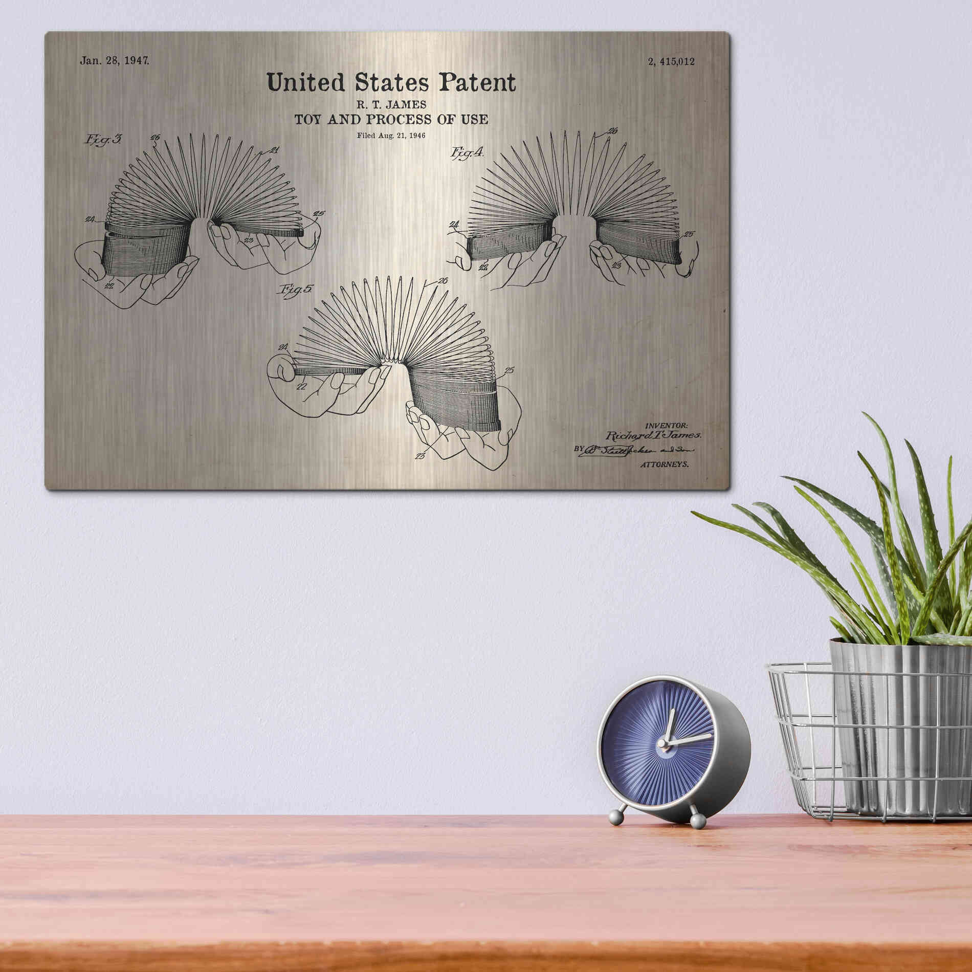 Luxe Metal Art 'Toy and Process of Use Blueprint Patent Parchment' Metal Wall Art,16x12
