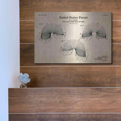 Luxe Metal Art 'Toy and Process of Use Blueprint Patent Parchment' Metal Wall Art,16x12