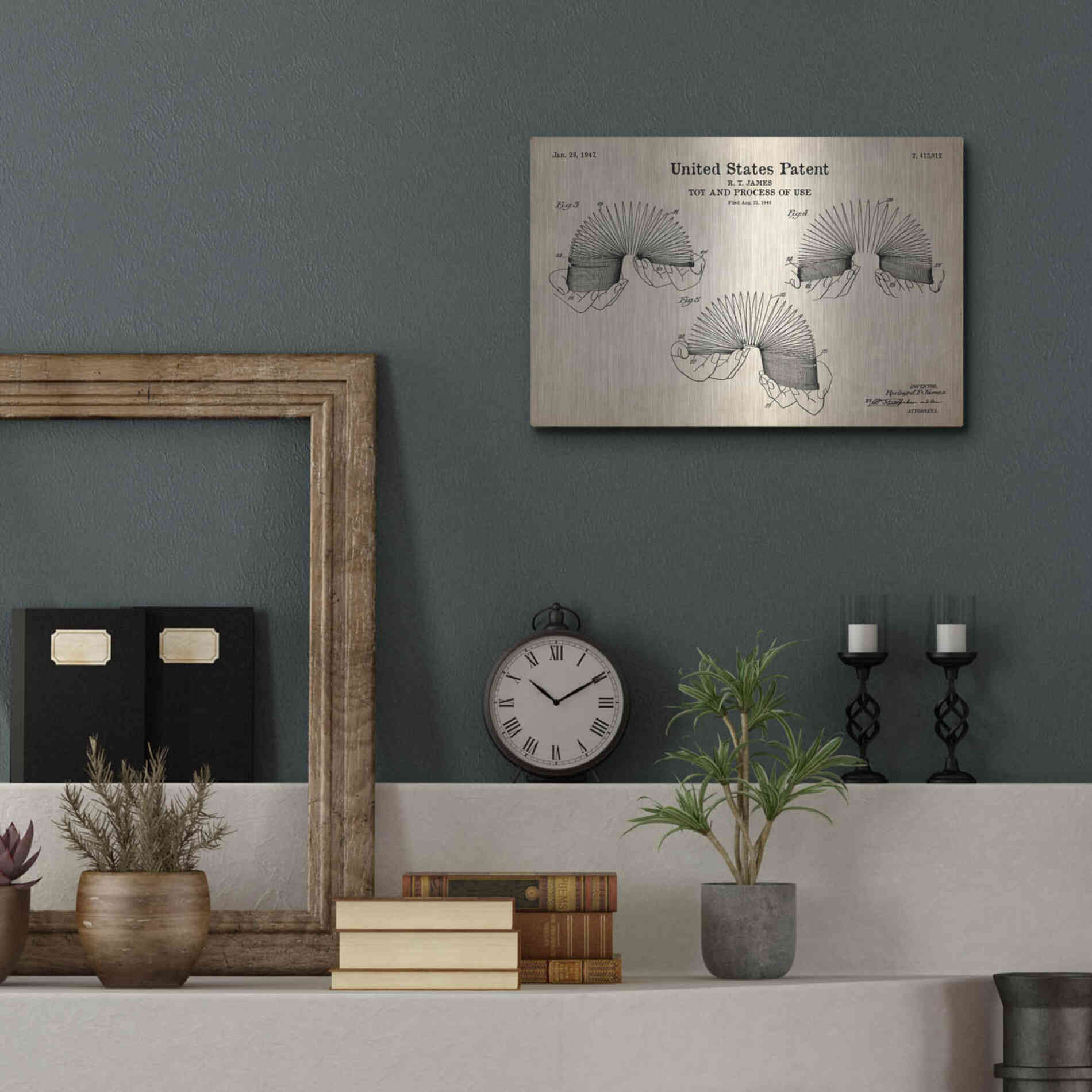 Luxe Metal Art 'Toy and Process of Use Blueprint Patent Parchment' Metal Wall Art,16x12