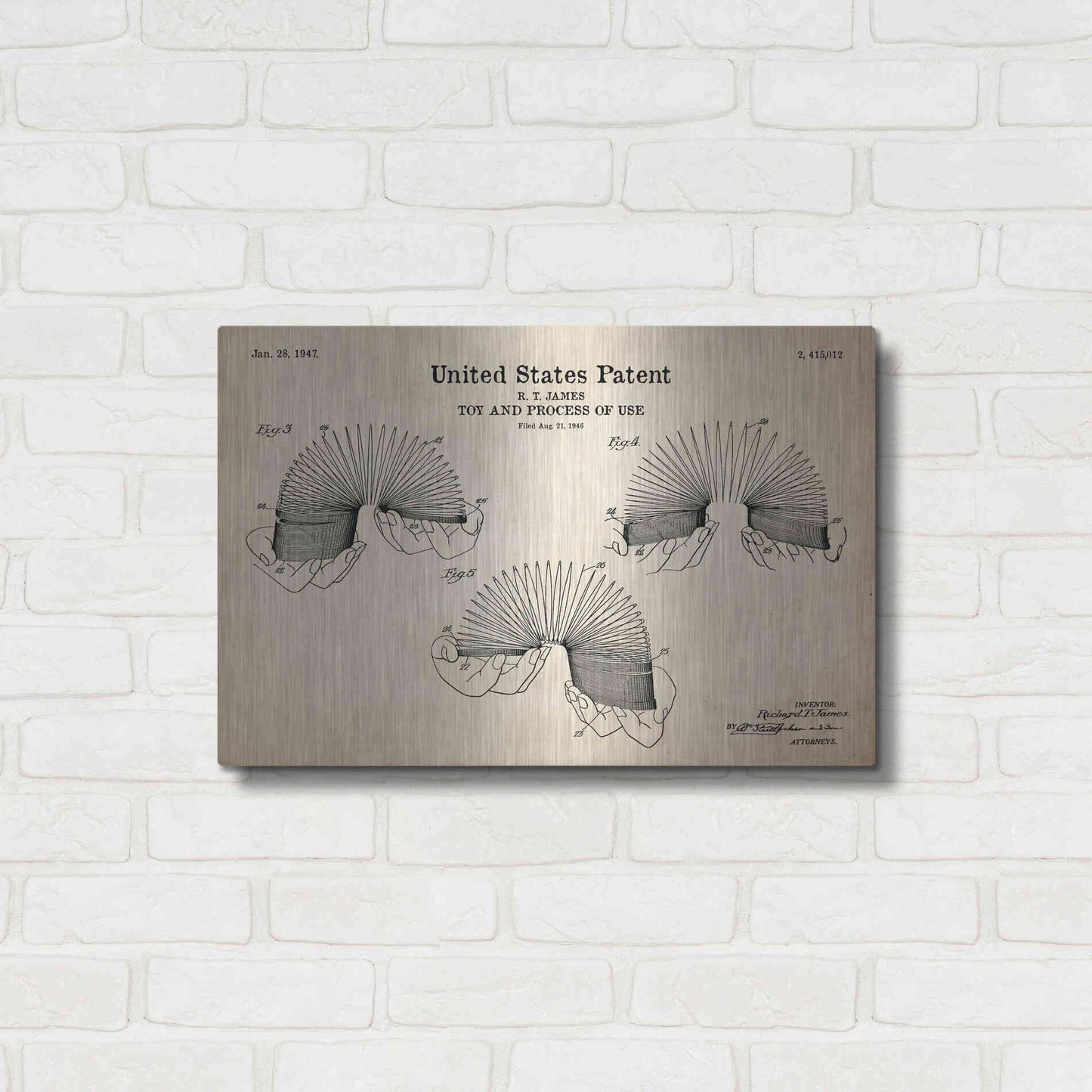 Luxe Metal Art 'Toy and Process of Use Blueprint Patent Parchment' Metal Wall Art,24x16