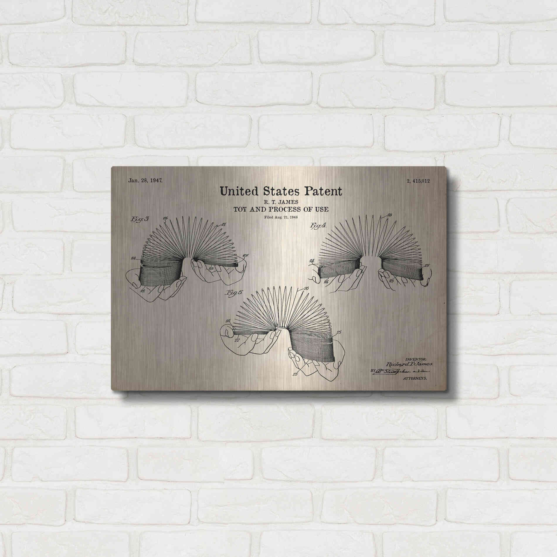 Luxe Metal Art 'Toy and Process of Use Blueprint Patent Parchment' Metal Wall Art,24x16