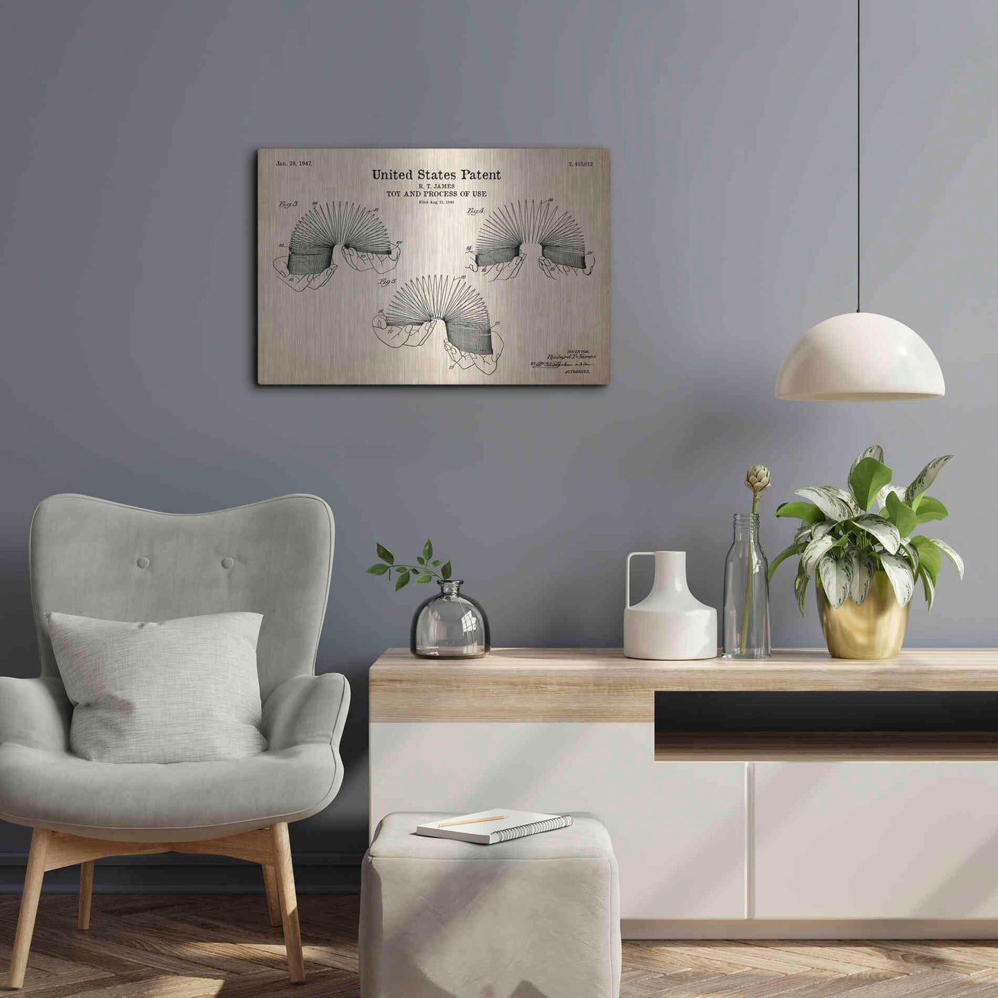 Luxe Metal Art 'Toy and Process of Use Blueprint Patent Parchment' Metal Wall Art,24x16