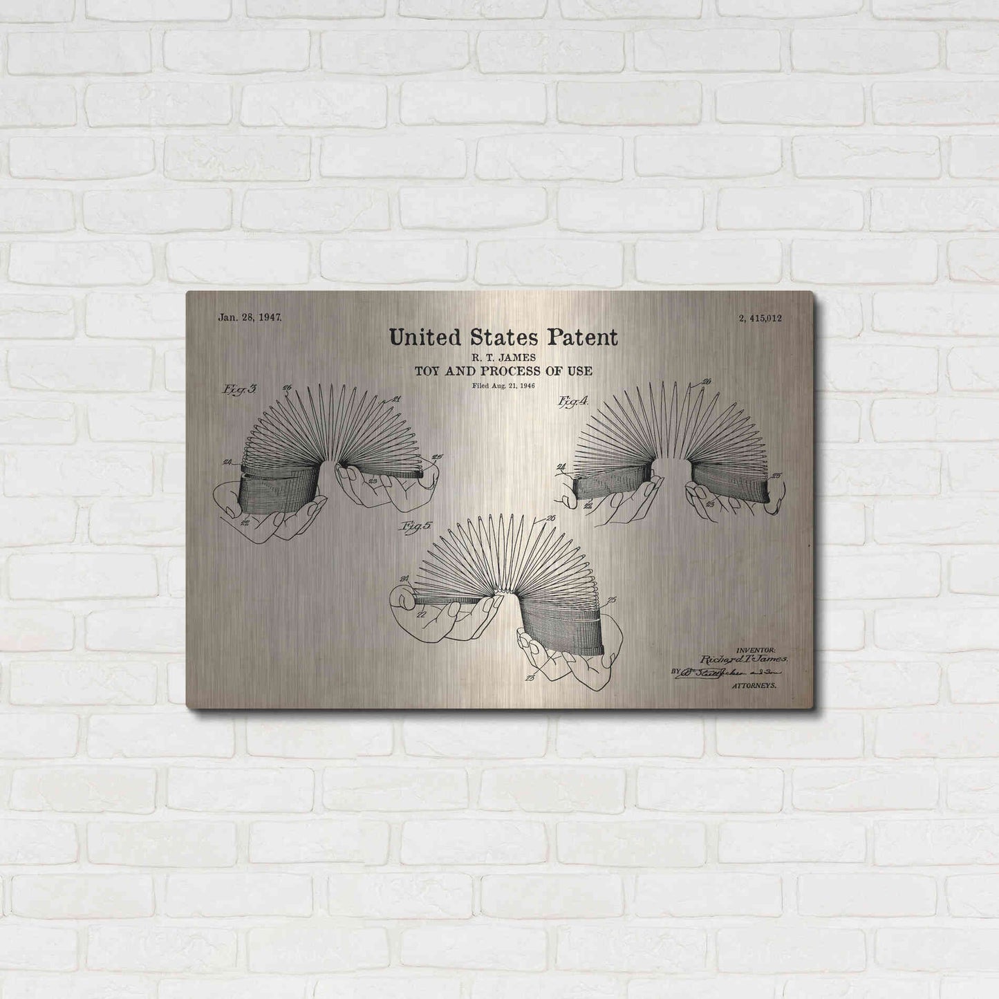 Luxe Metal Art 'Toy and Process of Use Blueprint Patent Parchment' Metal Wall Art,36x24