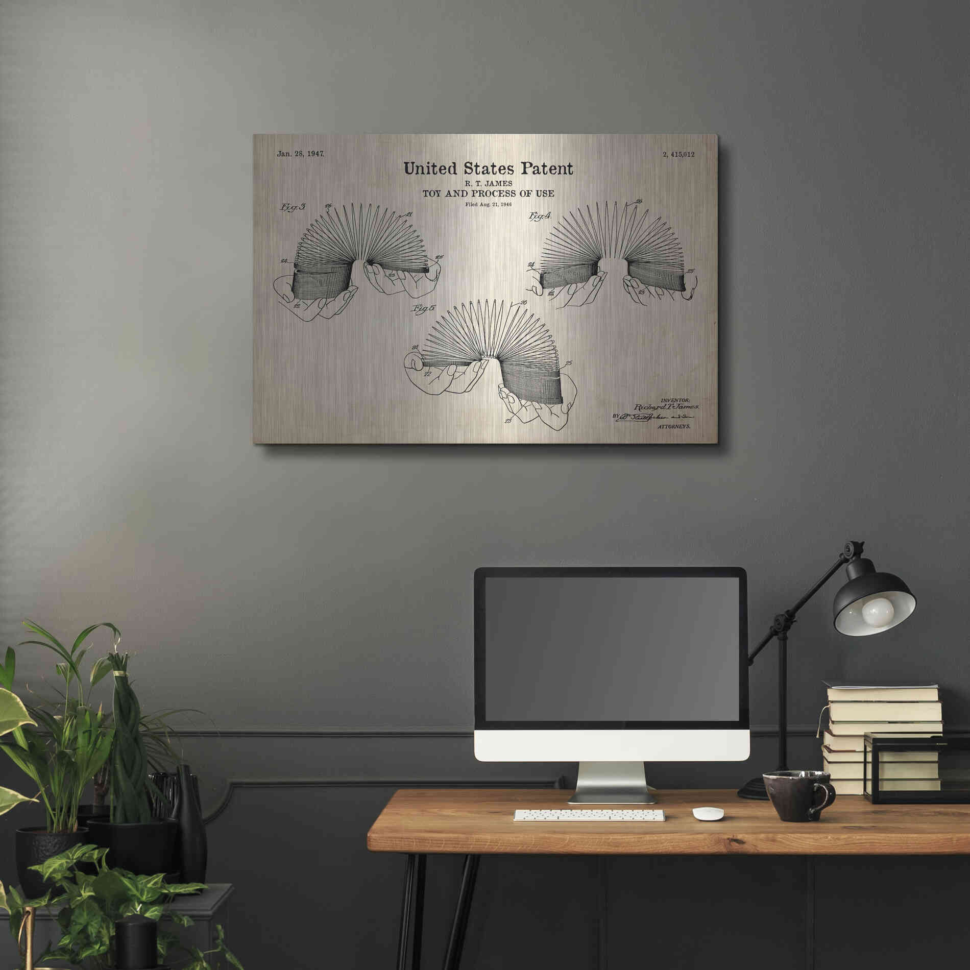 Luxe Metal Art 'Toy and Process of Use Blueprint Patent Parchment' Metal Wall Art,36x24