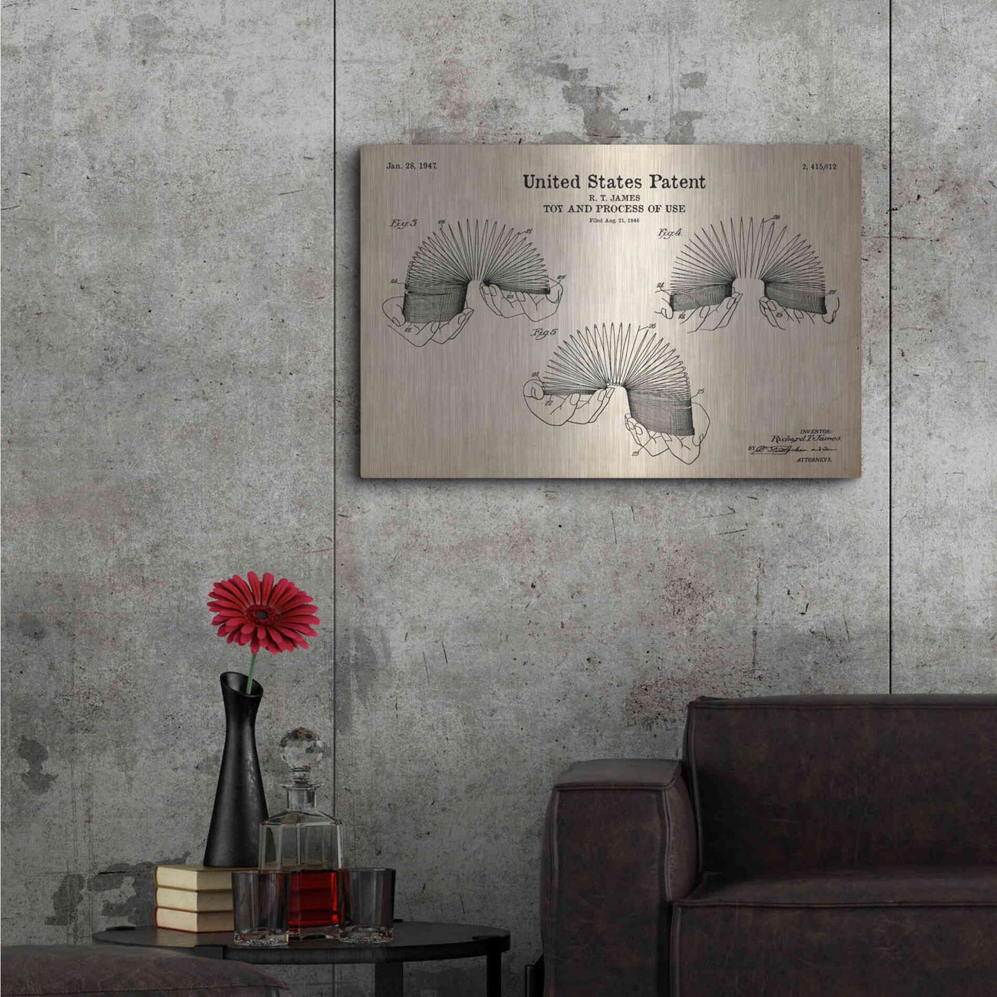 Luxe Metal Art 'Toy and Process of Use Blueprint Patent Parchment' Metal Wall Art,36x24