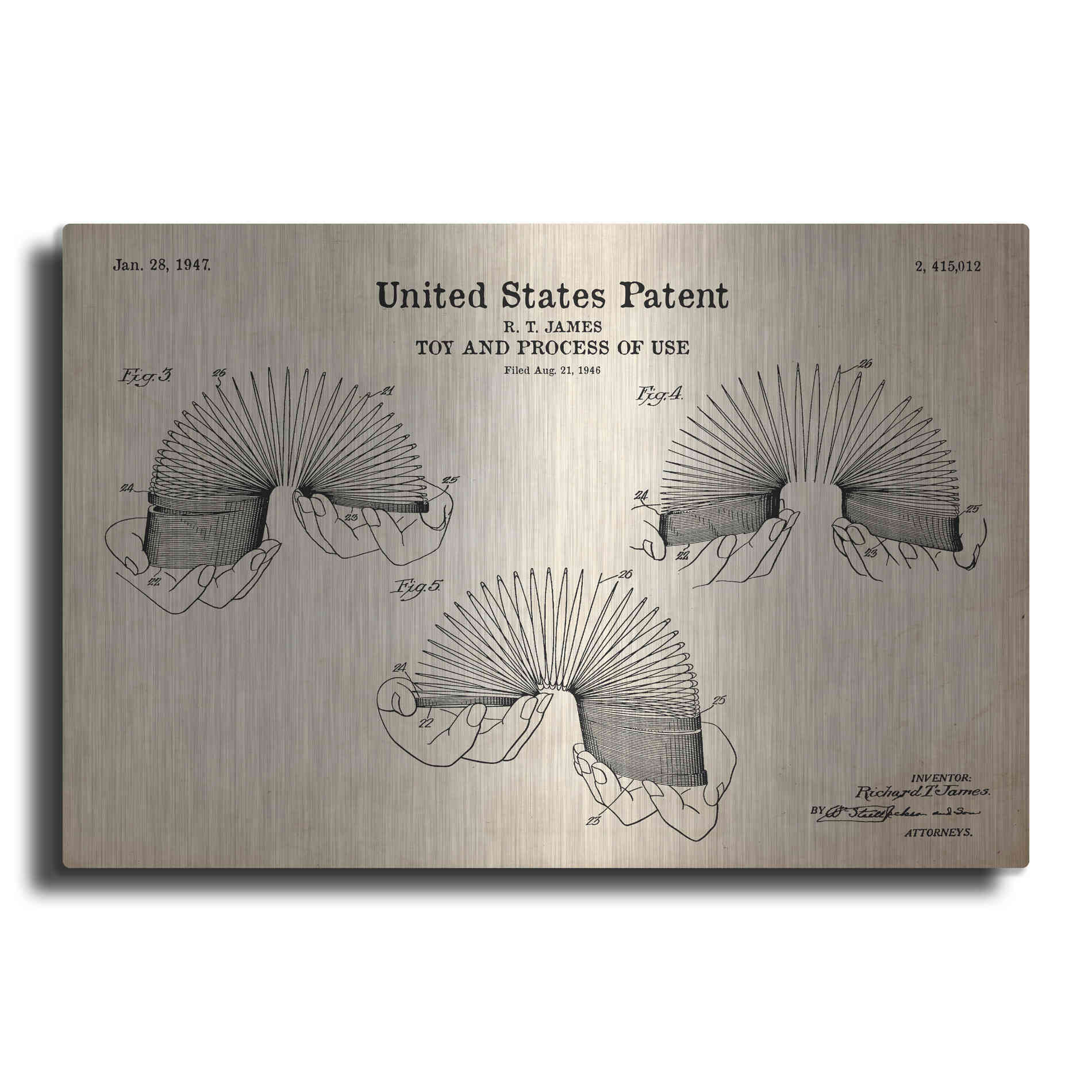 Luxe Metal Art 'Toy and Process of Use Blueprint Patent Parchment' Metal Wall Art