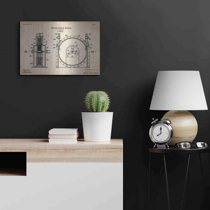 Luxe Metal Art 'Tesla Turbine Blueprint Patent Parchment' Metal Wall Art,24x16