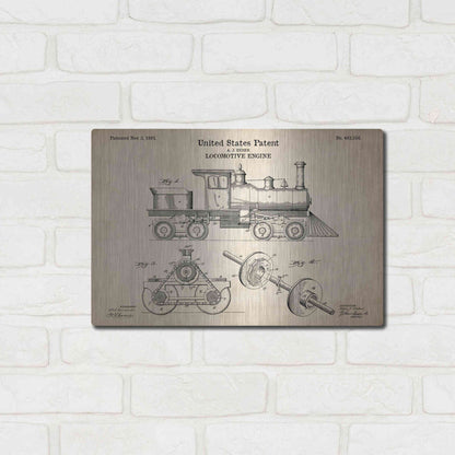 Luxe Metal Art 'Locomotive Engine Blueprint Patent Parchment' Metal Wall Art,16x12