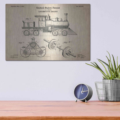 Luxe Metal Art 'Locomotive Engine Blueprint Patent Parchment' Metal Wall Art,16x12
