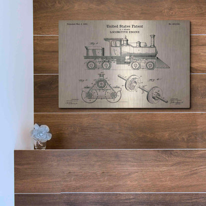 Luxe Metal Art 'Locomotive Engine Blueprint Patent Parchment' Metal Wall Art,16x12