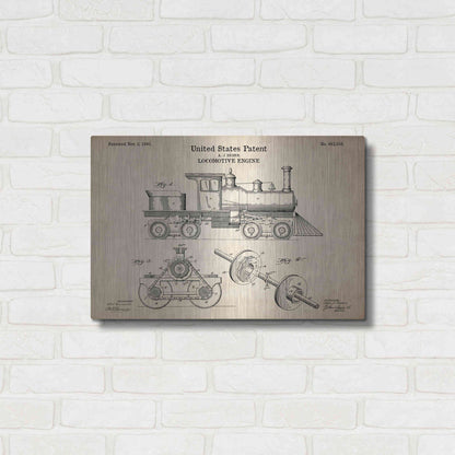 Luxe Metal Art 'Locomotive Engine Blueprint Patent Parchment' Metal Wall Art,24x16