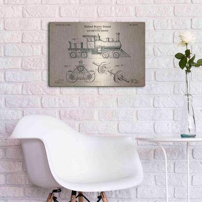 Luxe Metal Art 'Locomotive Engine Blueprint Patent Parchment' Metal Wall Art,24x16
