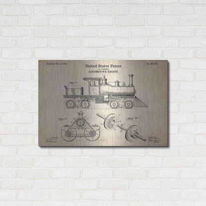 Luxe Metal Art 'Locomotive Engine Blueprint Patent Parchment' Metal Wall Art,36x24