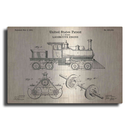 Luxe Metal Art 'Locomotive Engine Blueprint Patent Parchment' Metal Wall Art