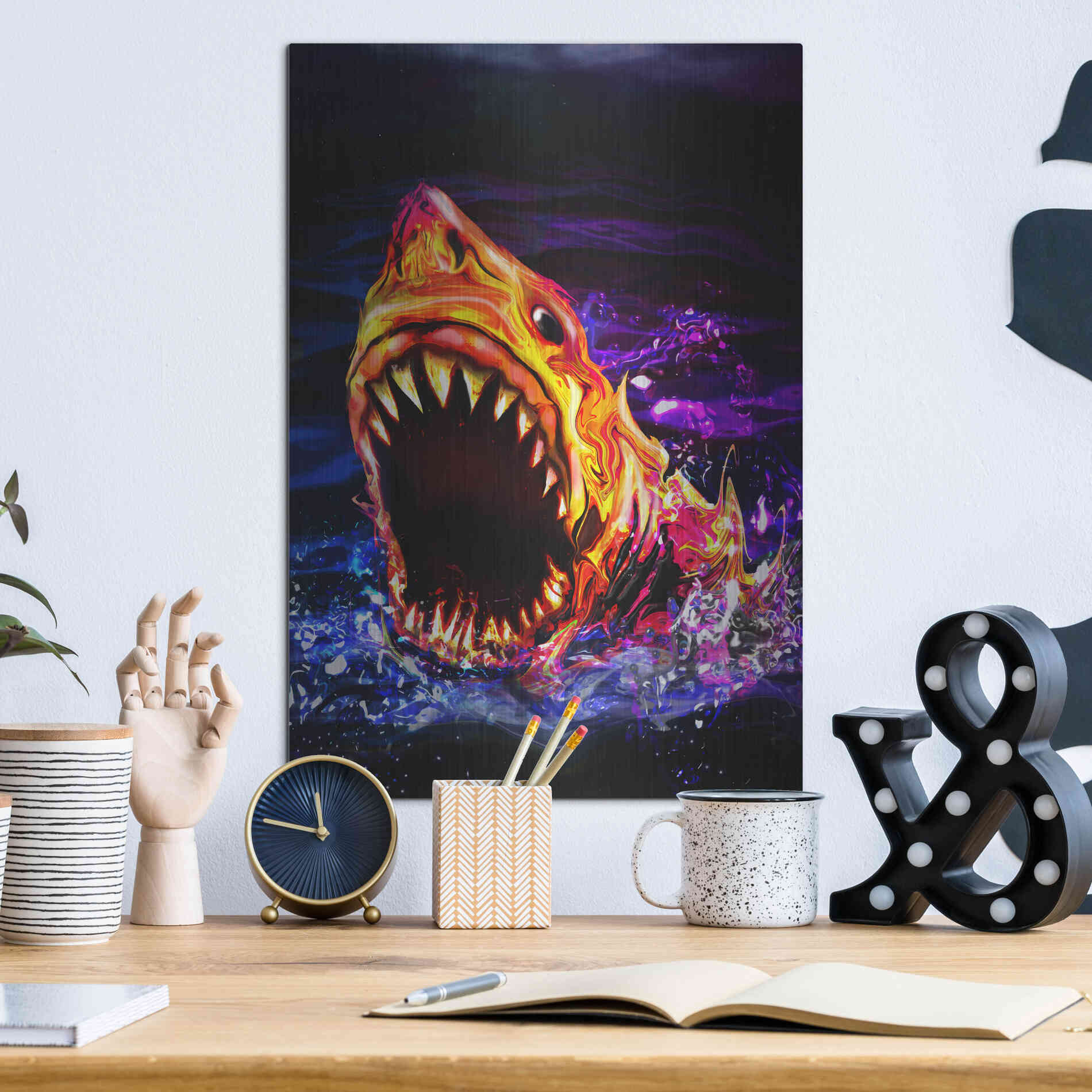 Luxe Metal Art 'Great White' by Michael StewArt, Metal Wall Art,12x16