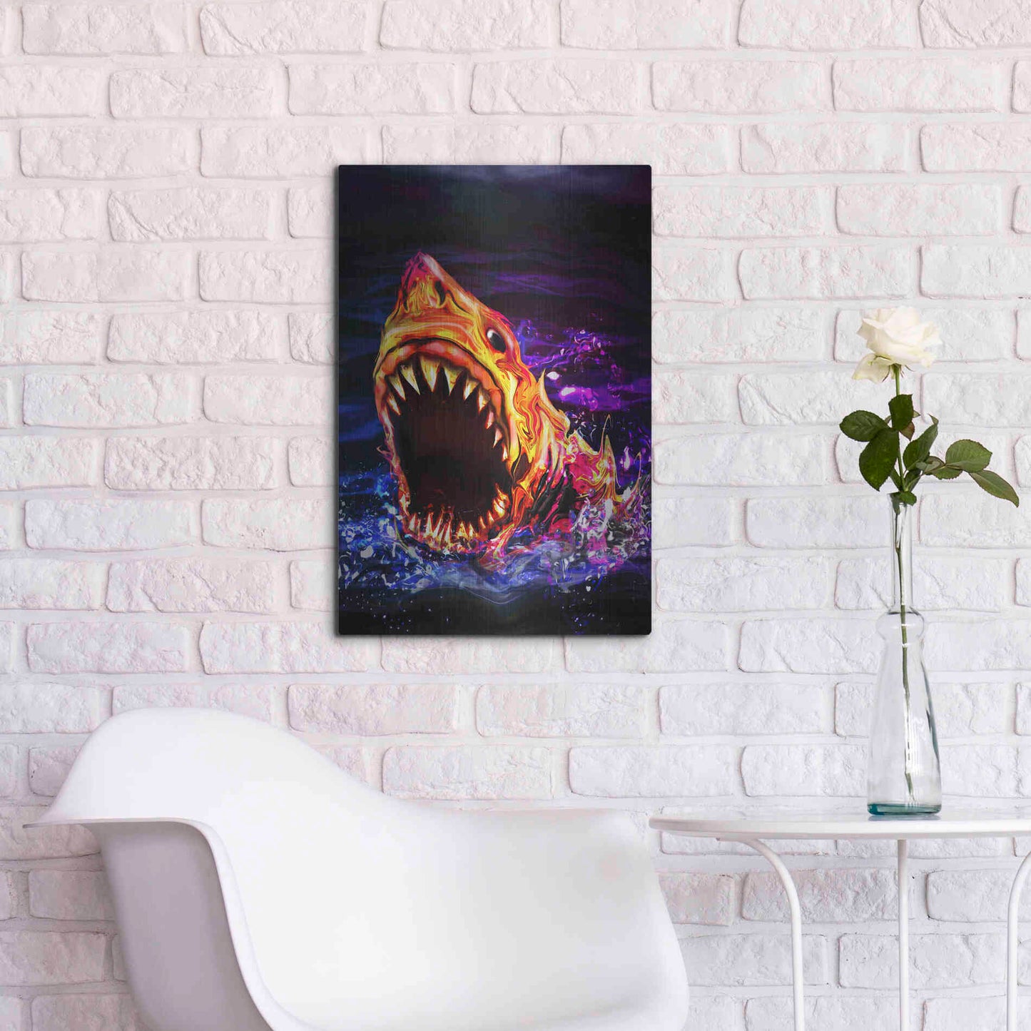 Luxe Metal Art 'Great White' by Michael StewArt, Metal Wall Art,16x24