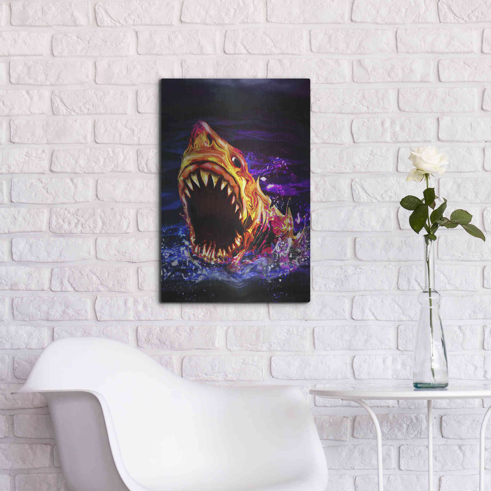Luxe Metal Art 'Great White' by Michael StewArt, Metal Wall Art,16x24