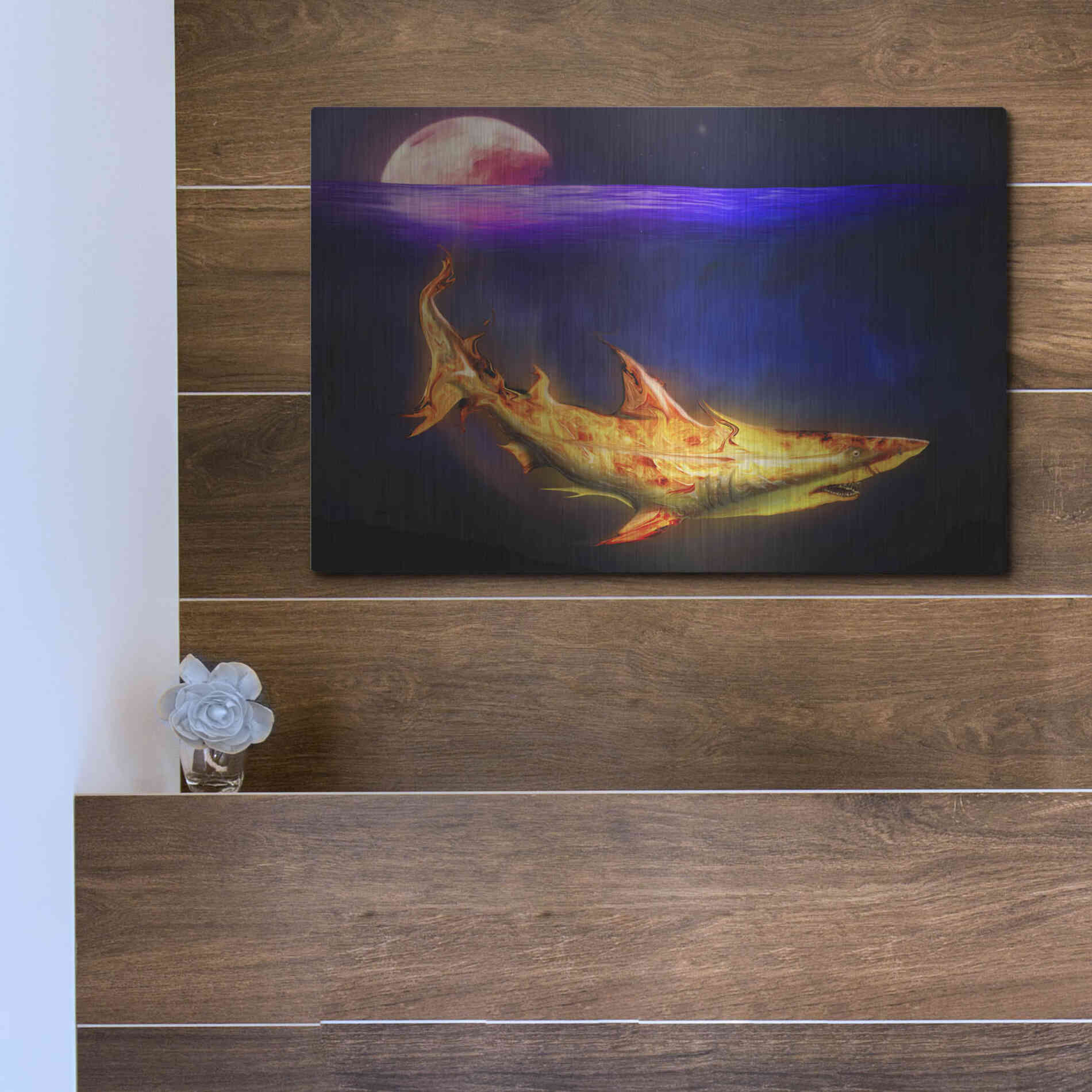 Luxe Metal Art 'Mako Shark' by Michael StewArt, Metal Wall Art,16x12