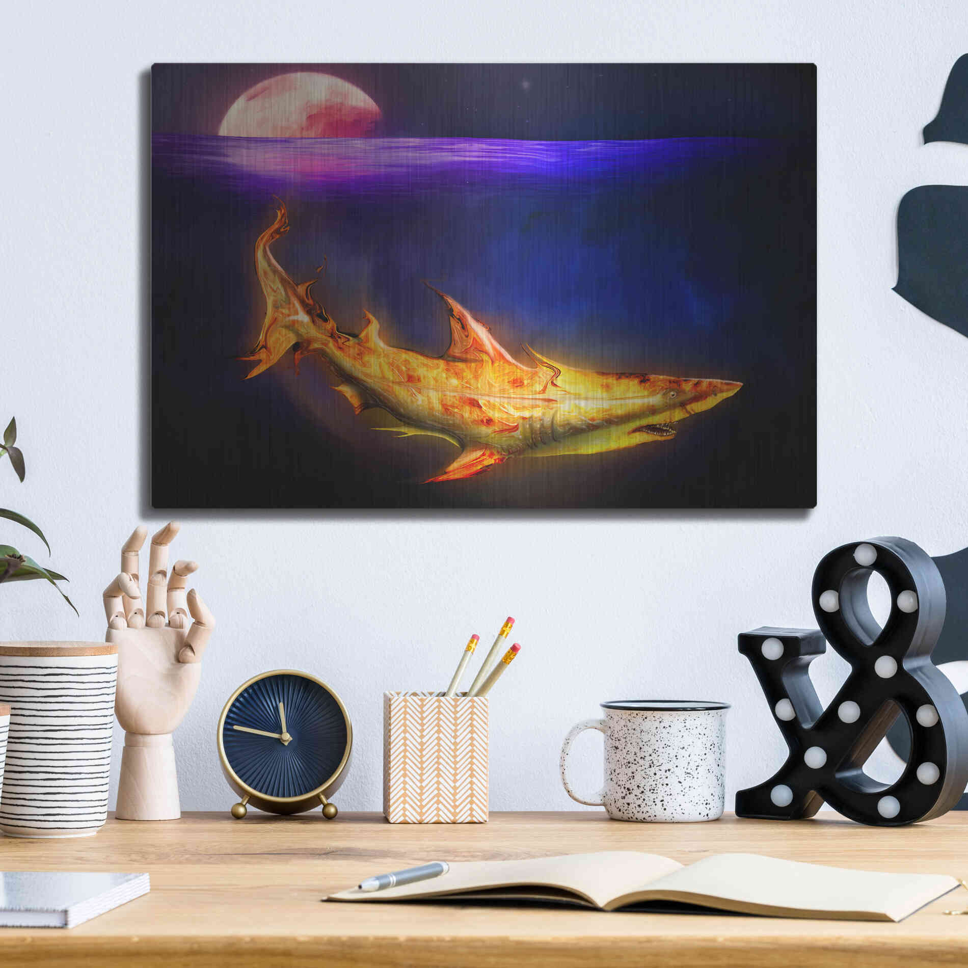 Luxe Metal Art 'Mako Shark' by Michael StewArt, Metal Wall Art,16x12