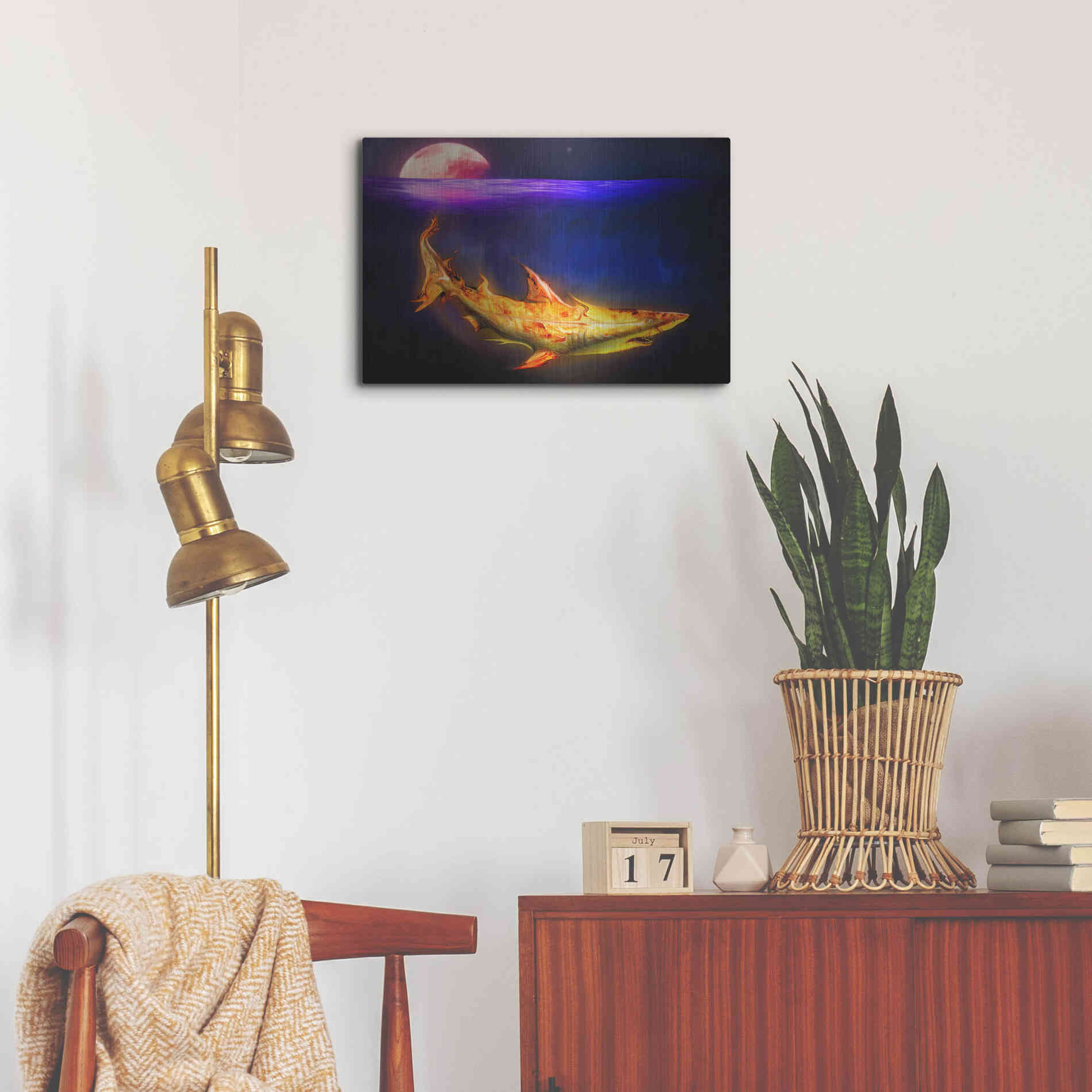 Luxe Metal Art 'Mako Shark' by Michael StewArt, Metal Wall Art,24x16