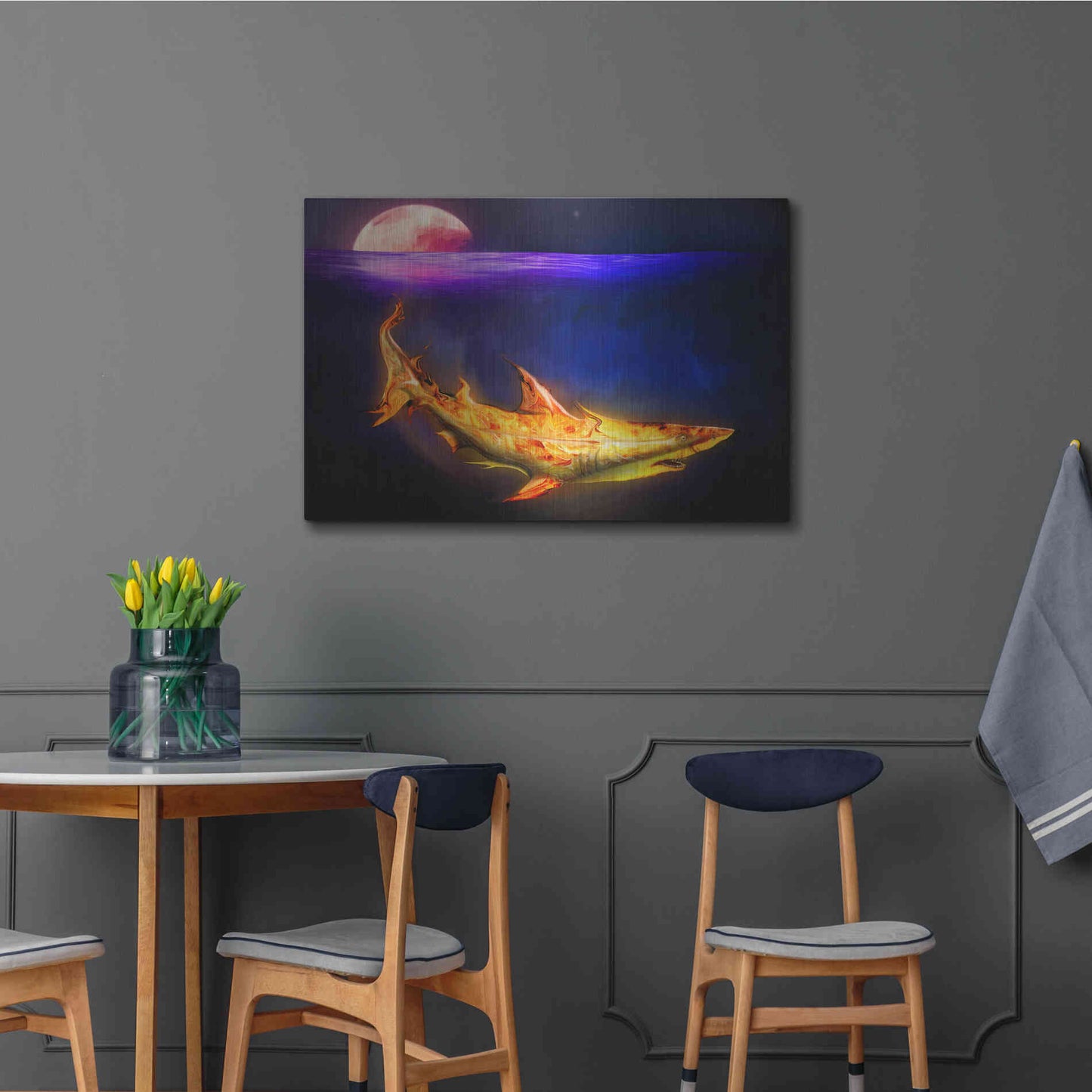 Luxe Metal Art 'Mako Shark' by Michael StewArt, Metal Wall Art,36x24