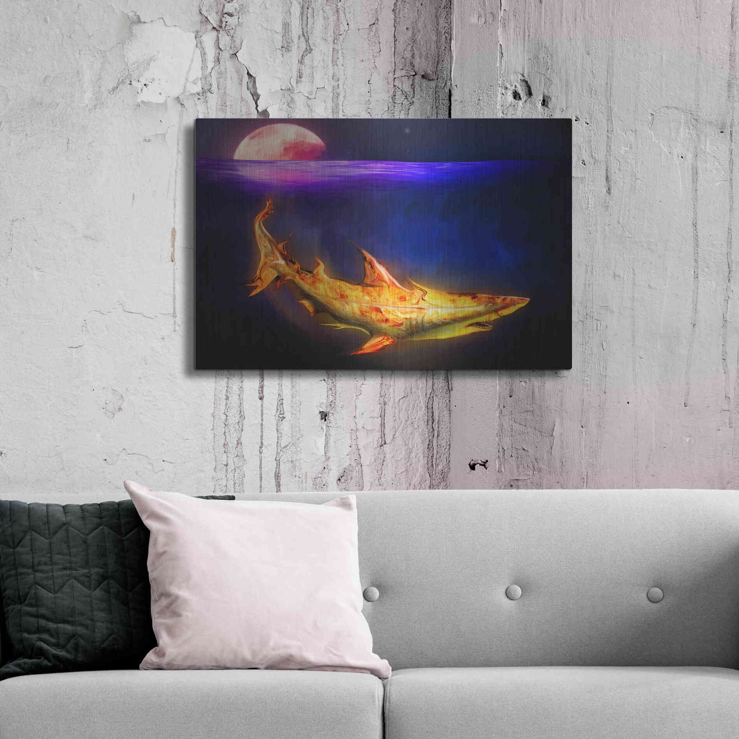 Luxe Metal Art 'Mako Shark' by Michael StewArt, Metal Wall Art,36x24