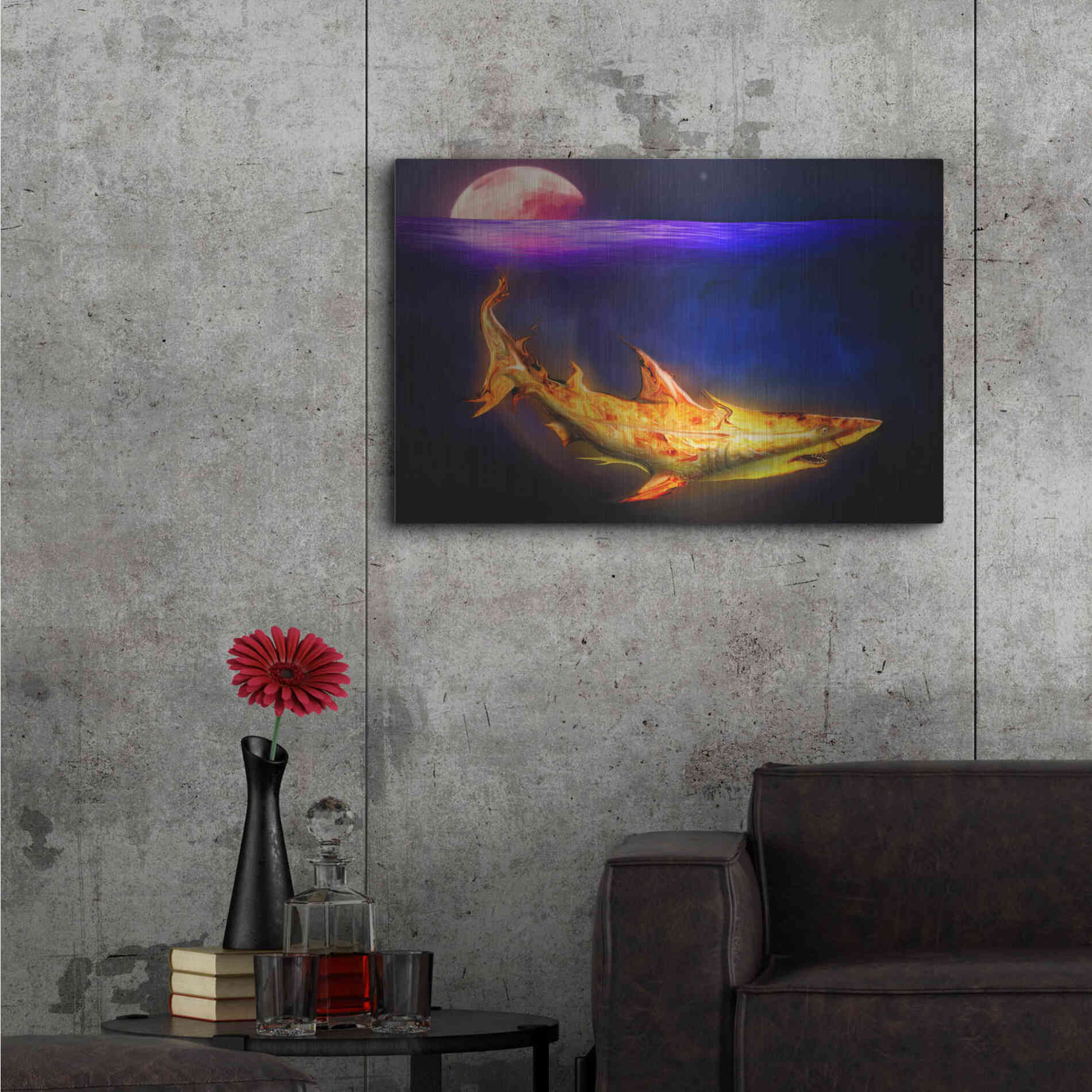 Luxe Metal Art 'Mako Shark' by Michael StewArt, Metal Wall Art,36x24