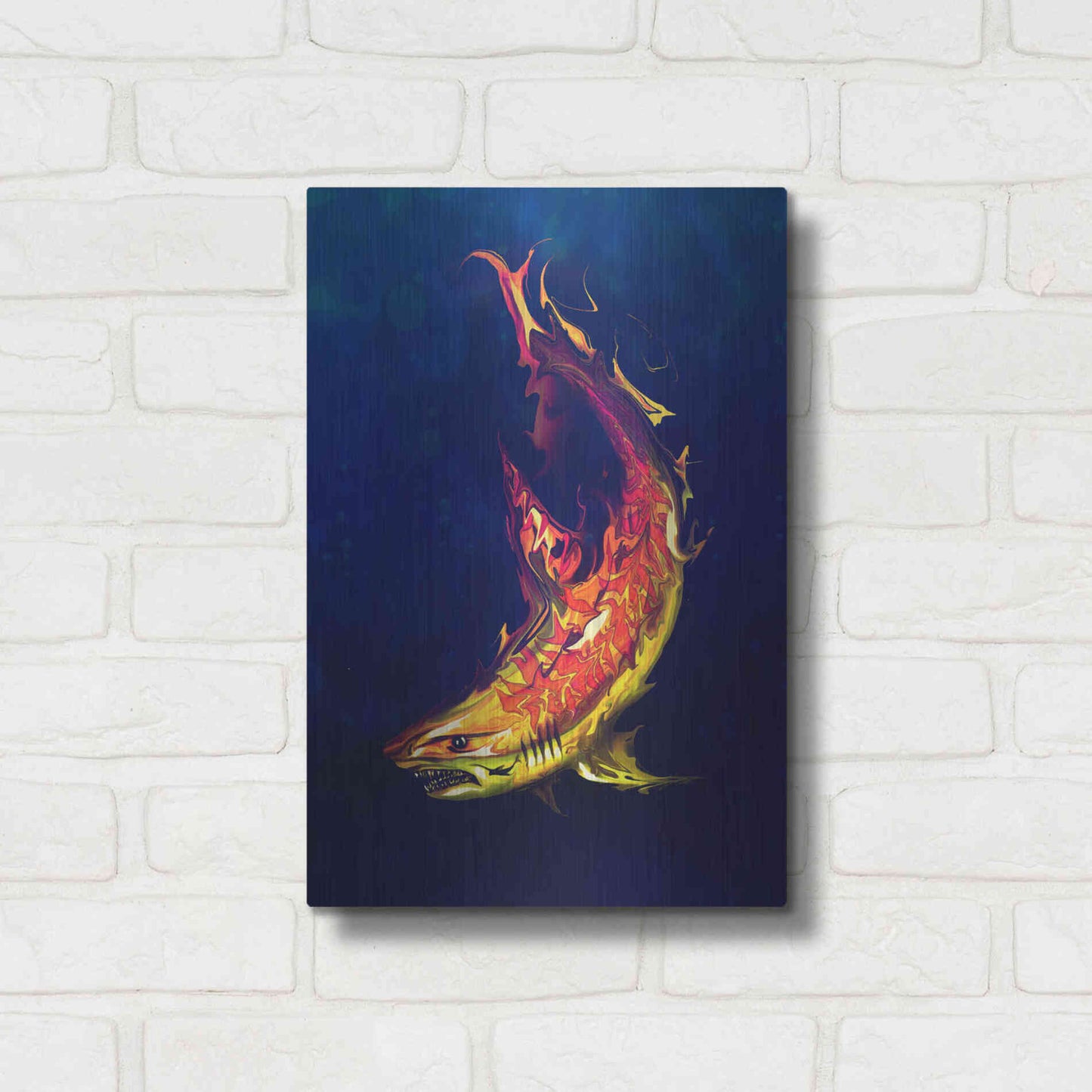 Luxe Metal Art 'Tiger Shark' by Michael StewArt, Metal Wall Art,12x16