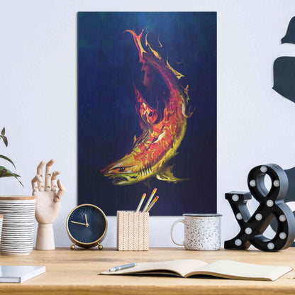 Luxe Metal Art 'Tiger Shark' by Michael StewArt, Metal Wall Art,12x16