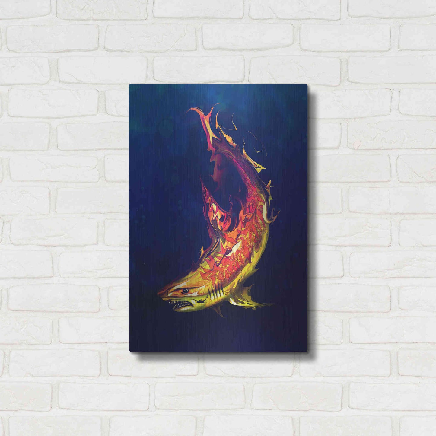 Luxe Metal Art 'Tiger Shark' by Michael StewArt, Metal Wall Art,16x24