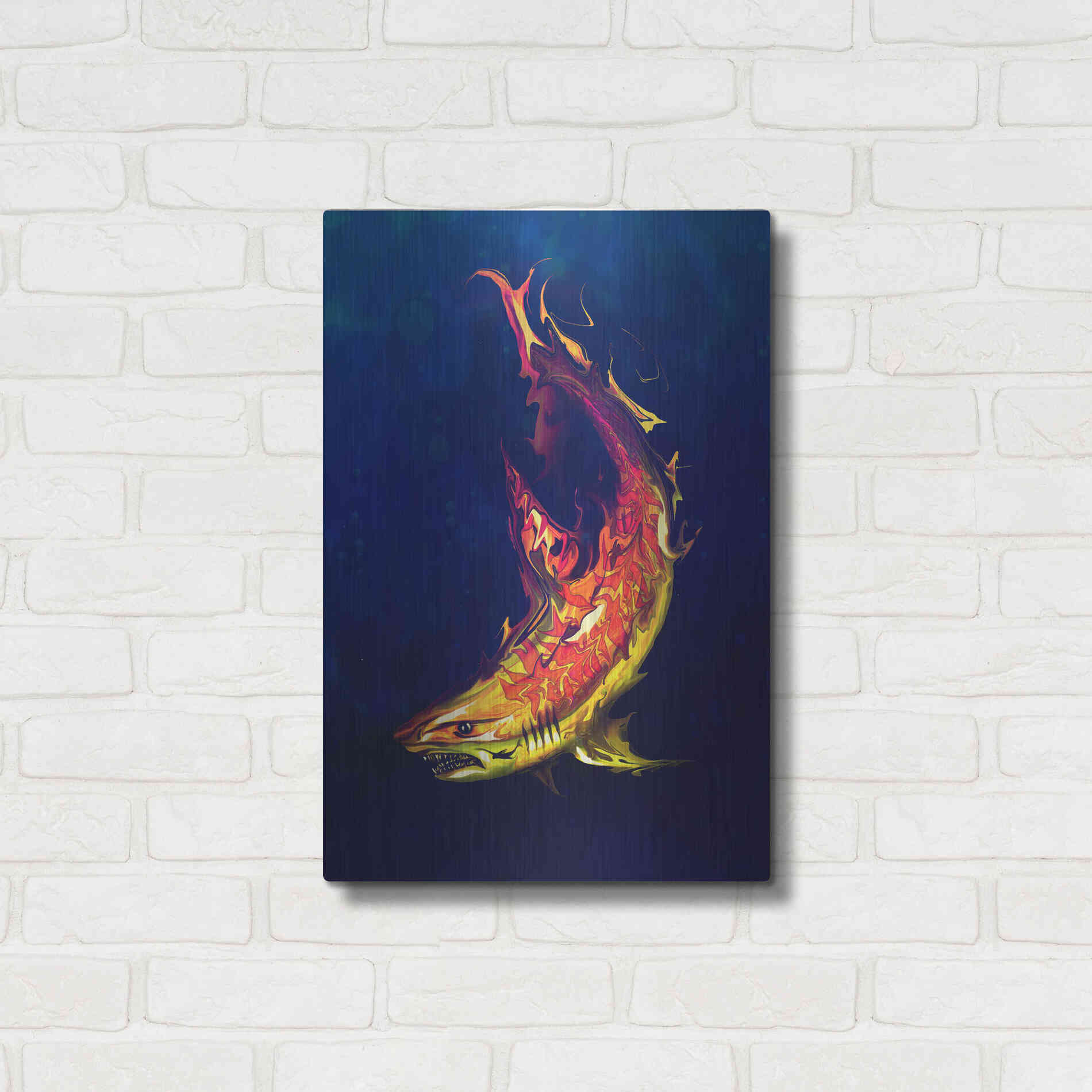 Luxe Metal Art 'Tiger Shark' by Michael StewArt, Metal Wall Art,16x24