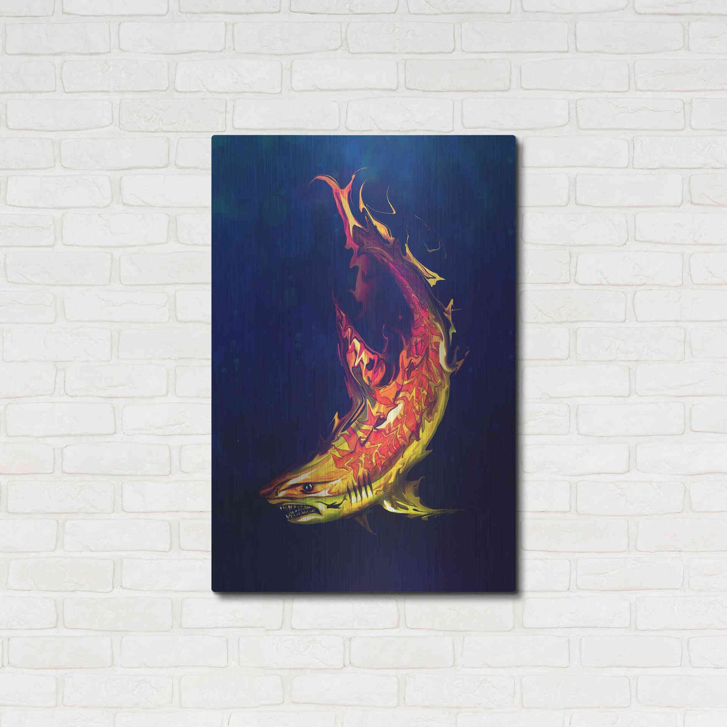 Luxe Metal Art 'Tiger Shark' by Michael StewArt, Metal Wall Art,24x36