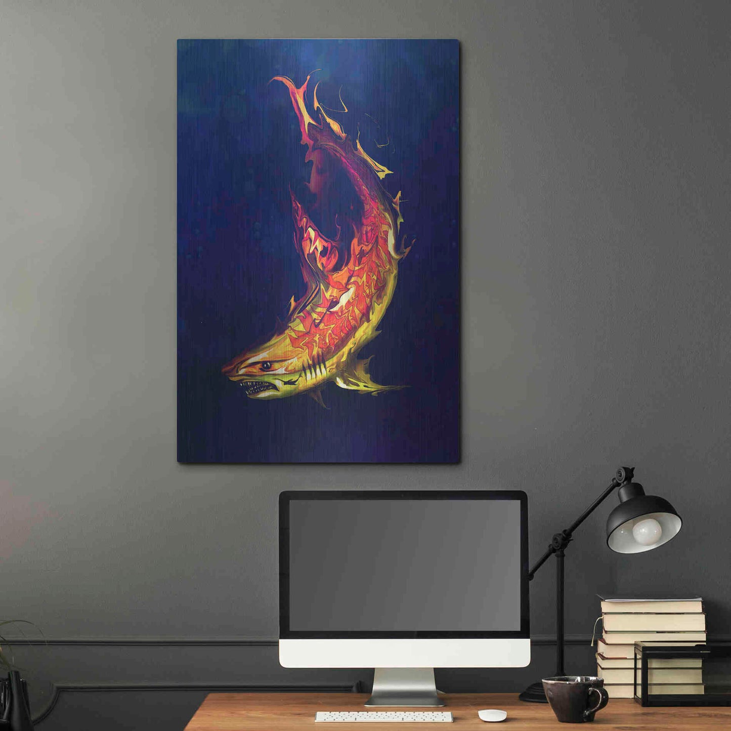 Luxe Metal Art 'Tiger Shark' by Michael StewArt, Metal Wall Art,24x36