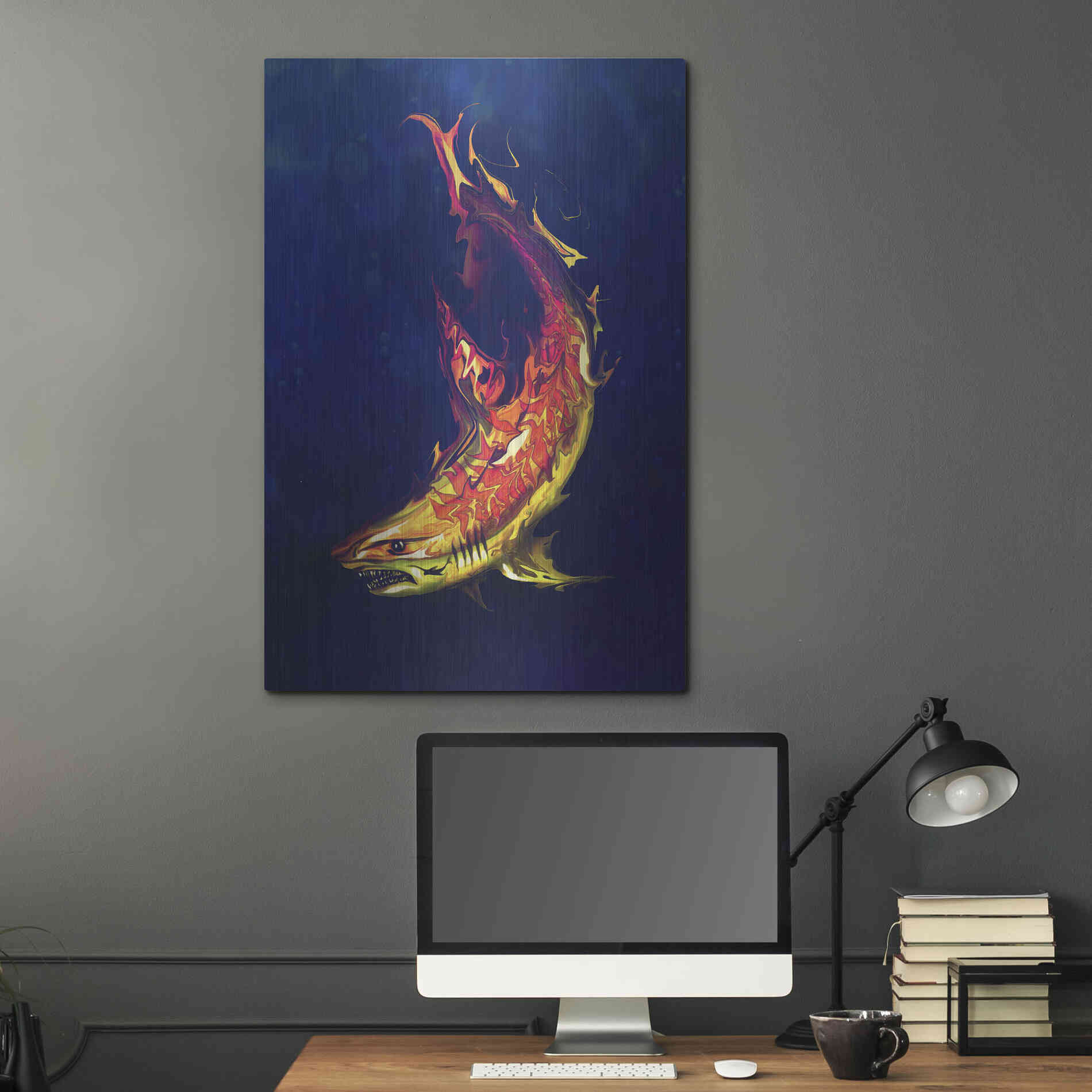 Luxe Metal Art 'Tiger Shark' by Michael StewArt, Metal Wall Art,24x36