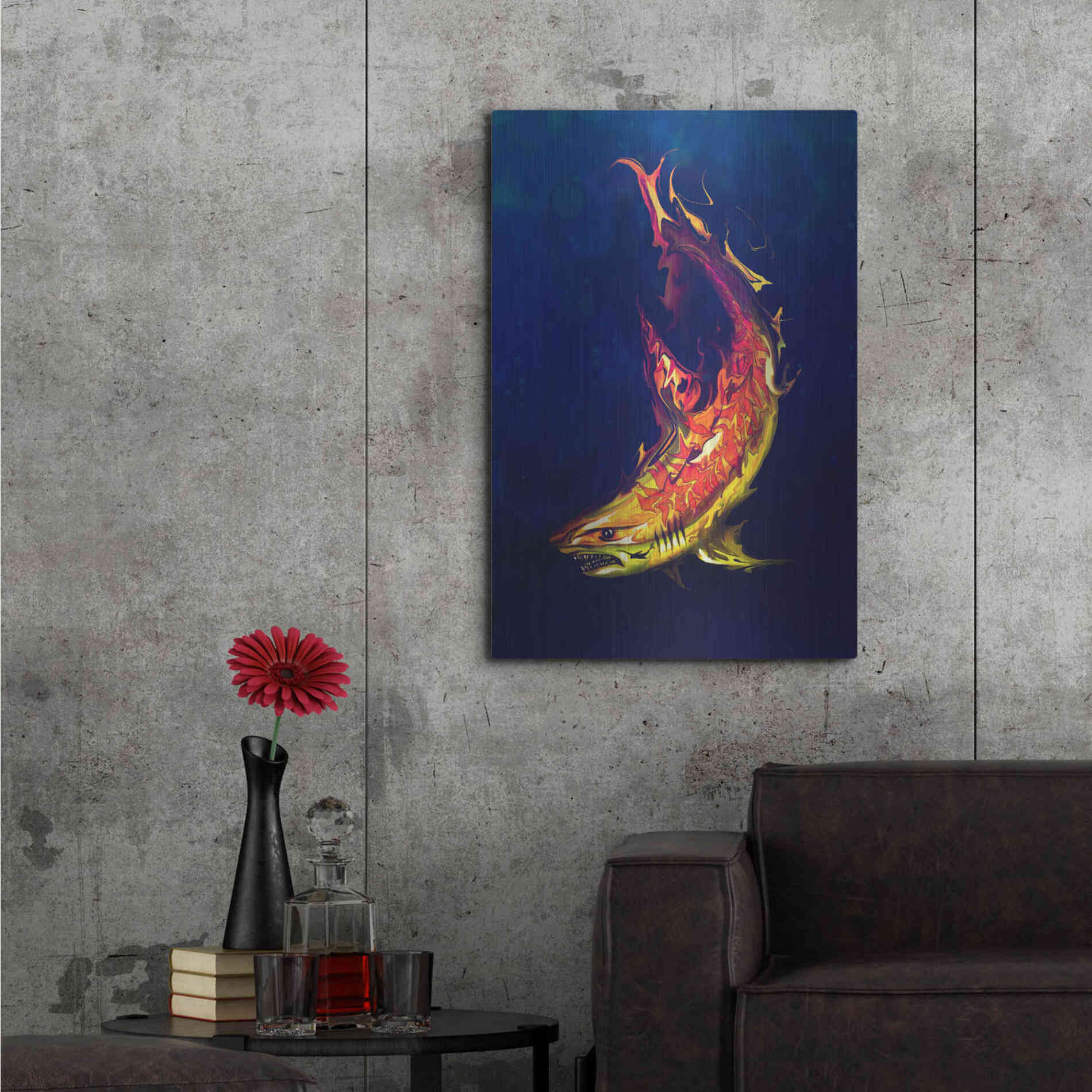 Luxe Metal Art 'Tiger Shark' by Michael StewArt, Metal Wall Art,24x36