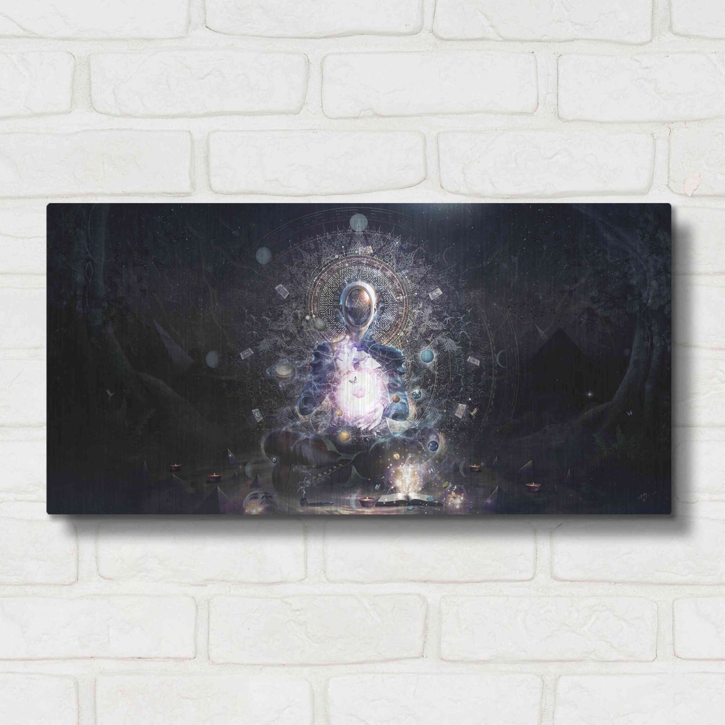 Luxe Metal Art 'Cosmic Ritual' by Cameron Gray, Metal Wall Art,24x12