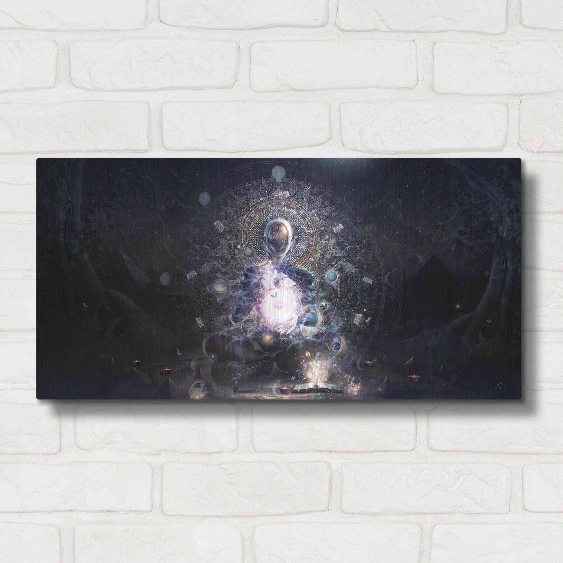Luxe Metal Art 'Cosmic Ritual' by Cameron Gray, Metal Wall Art,24x12