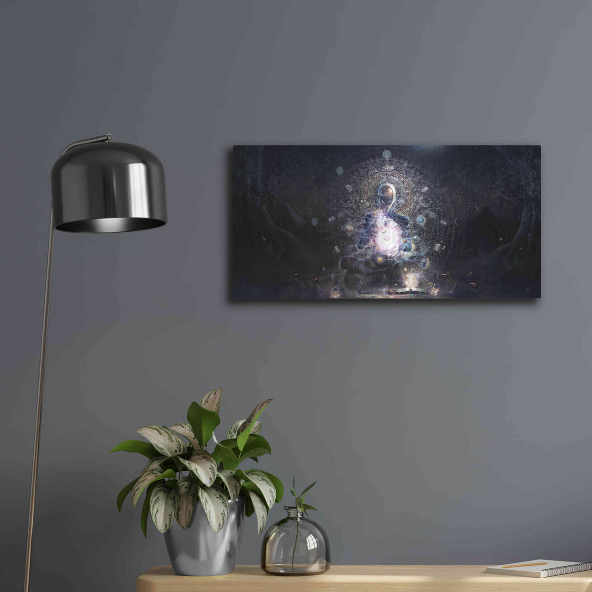 Luxe Metal Art 'Cosmic Ritual' by Cameron Gray, Metal Wall Art,24x12