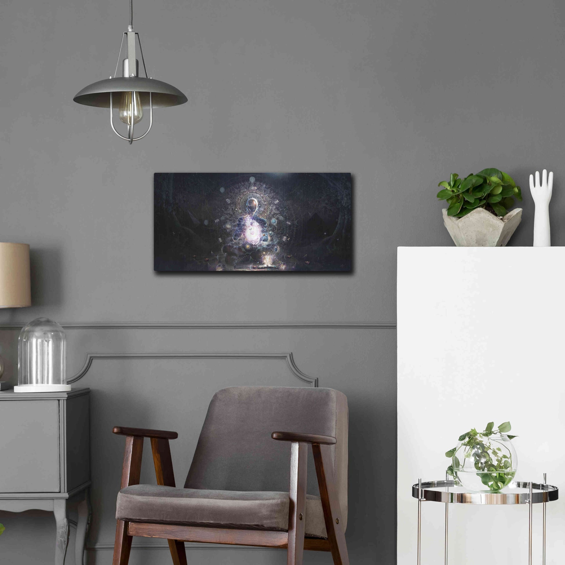 Luxe Metal Art 'Cosmic Ritual' by Cameron Gray, Metal Wall Art,24x12