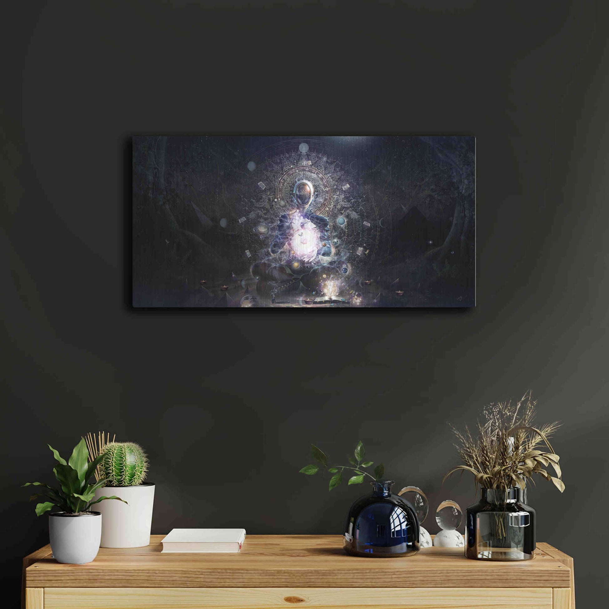 Luxe Metal Art 'Cosmic Ritual' by Cameron Gray, Metal Wall Art,24x12