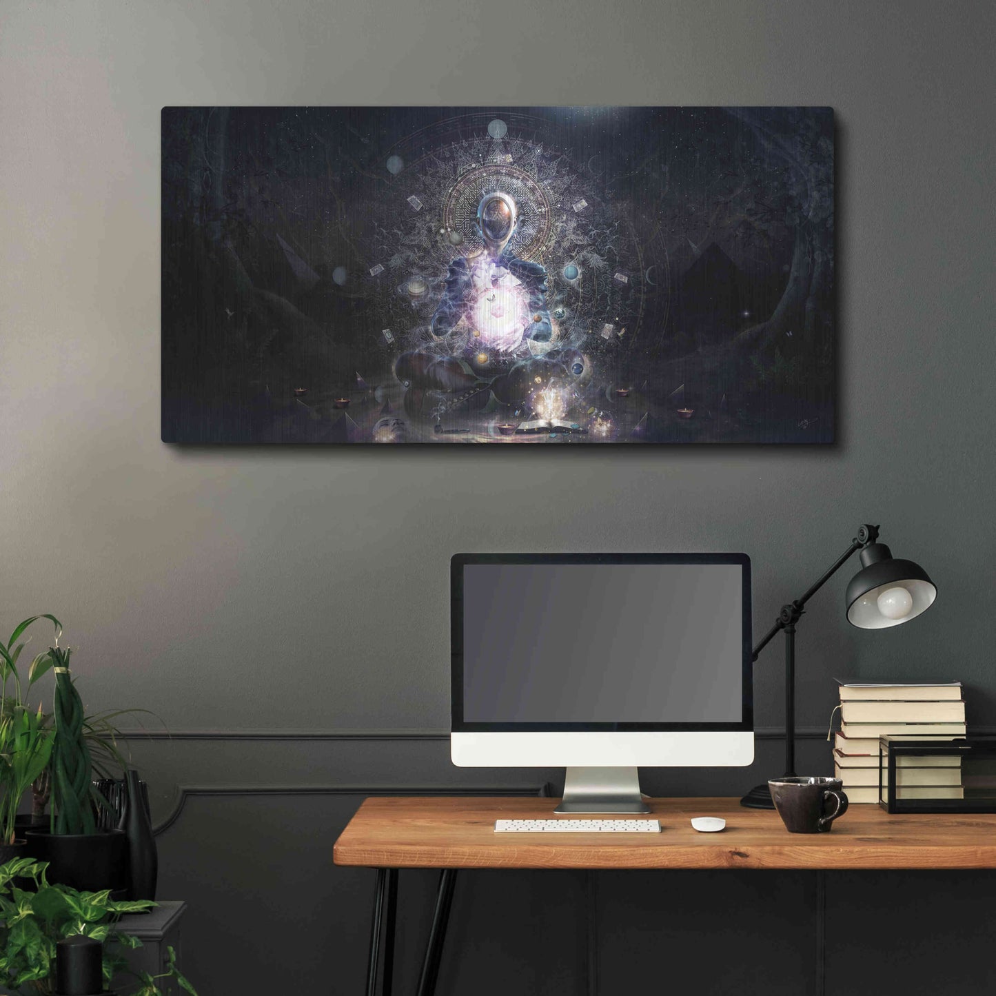 Luxe Metal Art 'Cosmic Ritual' by Cameron Gray, Metal Wall Art,48x24