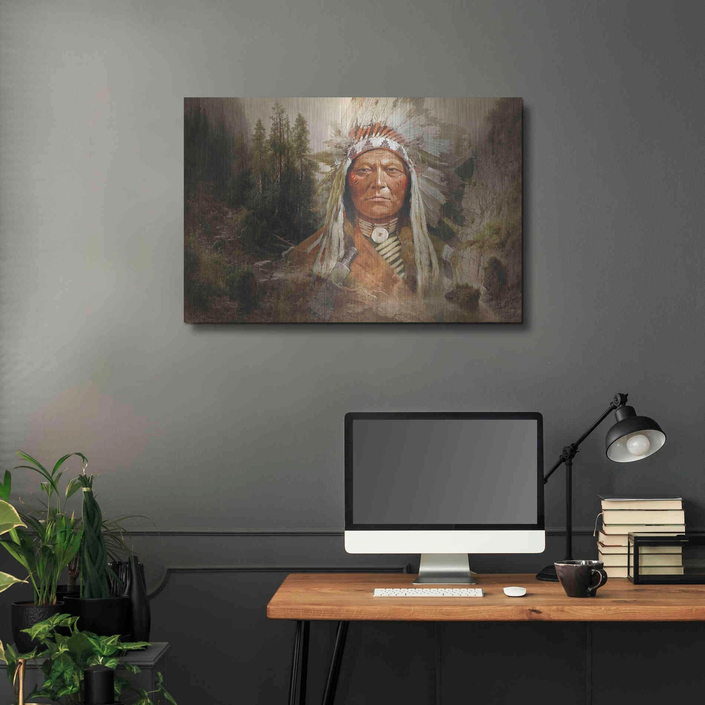 Luxe Metal Art 'Sitting Bull' by Steve Hunziker, Metal Wall Art,36x24