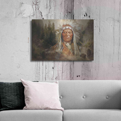 Luxe Metal Art 'Sitting Bull' by Steve Hunziker, Metal Wall Art,36x24