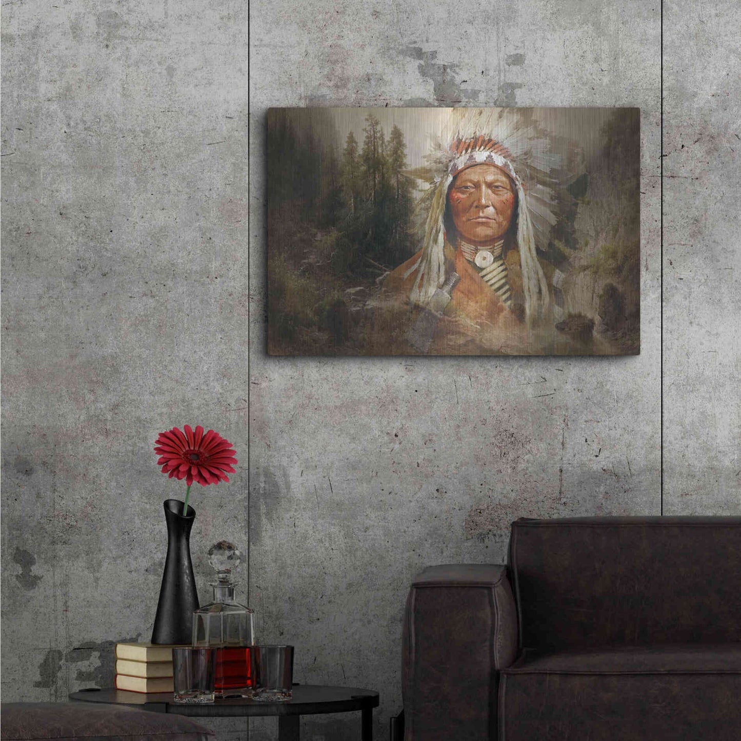 Luxe Metal Art 'Sitting Bull' by Steve Hunziker, Metal Wall Art,36x24