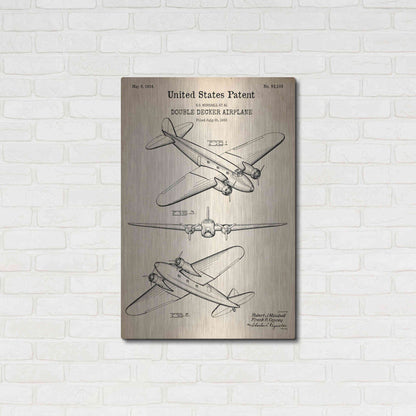 Luxe Metal Art 'Double Decker Airplane Blueprint Patent Parchment' Metal Wall Art,24x36